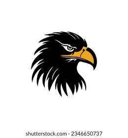 Eagle Logo vector of hawk head silhouette symbol, falcon icon, freedom emblem, bird clipart. isolated on white background.
