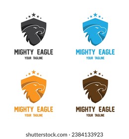 diseño de ilustración de iconos vectoriales con logotipo de águila. logotipo para emblema, placa y comunidad