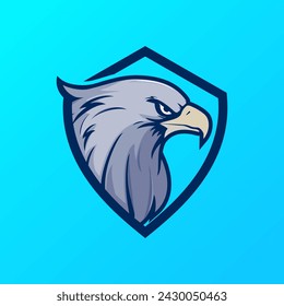 Eagle logo vector. Eagle icon vector illustration. Animal bird symbol. Eagle bird with shield logo design. Eagle's head logo similar design