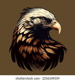 eagle logo vector illustration with brown background