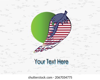 eagle logo vector in leaf shape with US flag background

