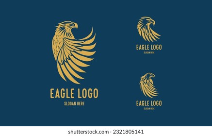 Eagle logo vector. Stylized graphic eagle bird logo template, Vector element for logo, badges or labels design.