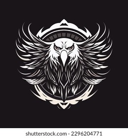 Eagle logo with wings. Logo for the club. Eagle head logo illustration. Eagle on a black background