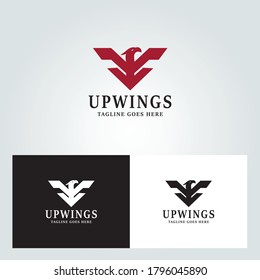 Eagle logo. Up wings logo design concept. Vector illustration
