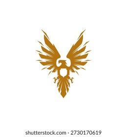 Logotipo da águia com asas e um escudo no peito