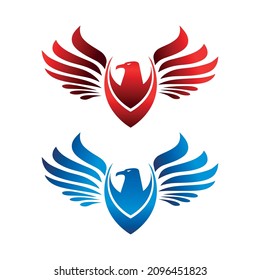 Eagle logos with blue and red colors