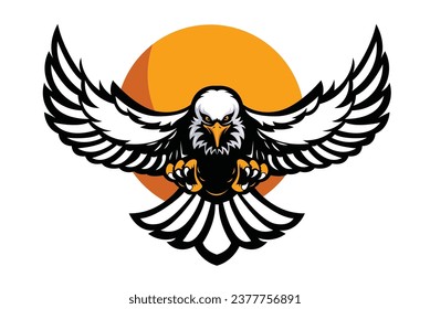 Eagle logotype powerful flying sketch symmetric handdrawn design