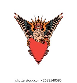 eagle love tattoo vector design