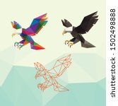EAGLE LOW POLY LINE LOGO ICON SYMBOL. TRIANGLE GEOMETRIC POLYGON