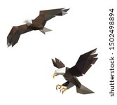 EAGLE LOW POLY LOGO ICON SYMBOL. TRIANGLE GEOMETRIC POLYGON