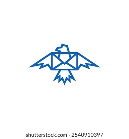 Combinação de design de logotipo de envelope de email e Eagle.