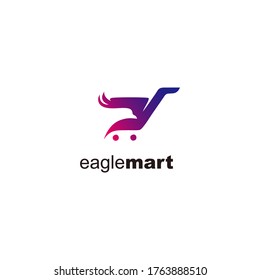 Eagle mart modern logo, illustration hawk, supermarket design.