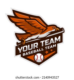 eagle mascot for baseball team logo. school, college or league. Vector illustration.	