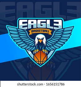 eagle mascot basketball sport logo design