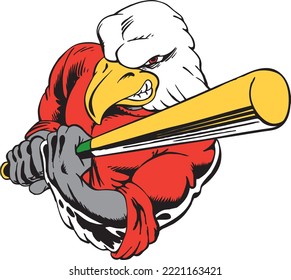 Eagle Mascot Batter Vector Illustration