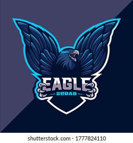 Eagle mascot esport logo design vector