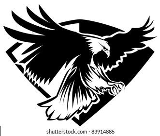 Eagle Mascot Flying Wings Badge Design