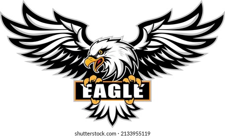 eagle mascot grip the ribbon, vector illustration
