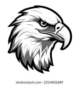 Eagle mascot head cartoon style color minimalist