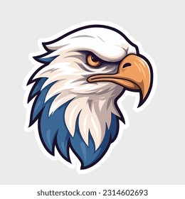 Eagle mascot head cartoon style color minimalist