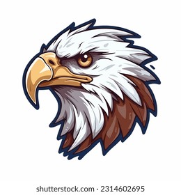 Eagle mascot head cartoon style color minimalist