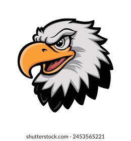 Eagle mascot head cartoon style color minimalist
