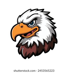 Eagle mascot head cartoon style color minimalist