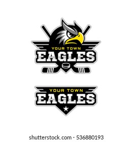 Eagle mascot for a hockey team. Vector illustration.