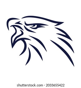 Eagle Mascot Line Logo Sports Team Mascot Design Vector Illustration