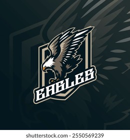 Eagle mascot logo design with modern illustration concept style for badge, emblem and t shirt printing. Eagle illustration for sport and esport team.