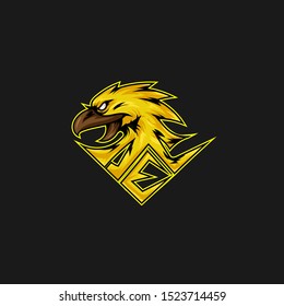Eagle mascot logo design vector with modern illustration concept style for badge, emblem and tshirt printing. illustration for sport and esport team dark Background