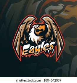 eagle mascot logo design vector with modern illustration concept style for badge, emblem and tshirt printing. angry eagle illustration for sport team.