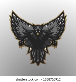 Eagle mascot logo design vector with modern illustration concept style for badge, emblem and t-shirt printing. Black Eagle for gaming