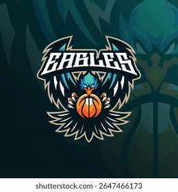 Eagle mascot logo design vector with modern illustration concept style for badge, emblem and t shirt printing. Eagle basketball illustration.