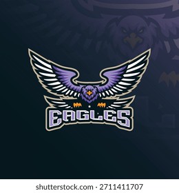 Vetor de design de logotipo de mascote de águia. Ilustração de águia para esporte e equipe de esporte.