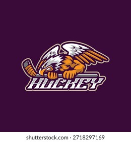 Eagle mascot logo design vector. Eagle hockey illustration for sport and esport team.