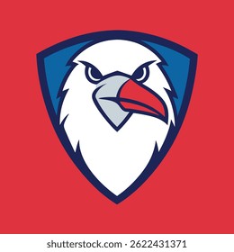 Eagle Mascot Logo in Shield Vector Art – Flat Minimalist Eagle Logo Design