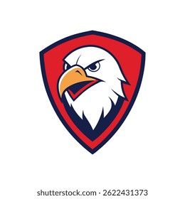Eagle Mascot Logo in Shield Vector Art – Flat Minimalist Eagle Logo Design