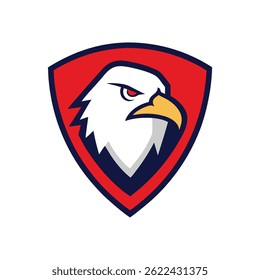 Eagle Mascot Logo in Shield Vector Art – Flat Minimalist Eagle Logo Design