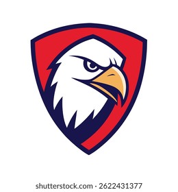 Eagle Mascot Logo in Shield Vector Art – Flat Minimalist Eagle Logo Design