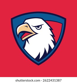 Eagle Mascot Logo in Shield Vector Art – Flat Minimalist Eagle Logo Design