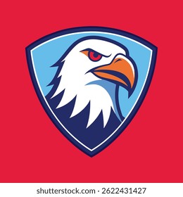 Eagle Mascot Logo in Shield Vector Art – Flat Minimalist Eagle Logo Design