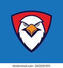 Eagle Mascot Logo in Shield Vector Art – Flat Minimalist Eagle Logo Design