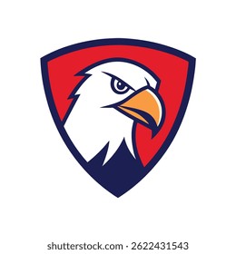 Eagle Mascot Logo in Shield Vector Art – Flat Minimalist Eagle Logo Design