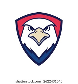 Eagle Mascot Logo in Shield Vector Art – Flat Minimalist Eagle Logo Design
