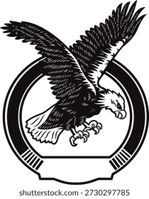 eagle mascot logo with spread wings and shield
