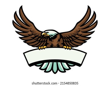 Eagle Mascot logo Stand on the Blank Sign