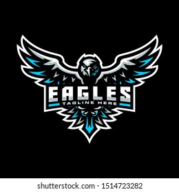 eagle mascot logo template for team, sport, esport, gaming, community, etc.
