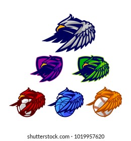 Eagle Mascot Logo Vector Set, Sport Activity Icon