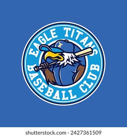 Eagle Mascot Object Baseball Club Sport Set in Vintage Hand Drawn Design